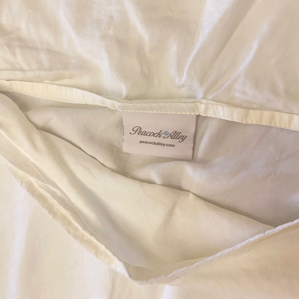 Peacock Alley Euro Size Pillowcases Scalloped Edge White Cotton Set of 2 - Picture 4 of 5